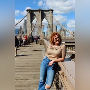 Roolee Ruffled Sweater in Brown